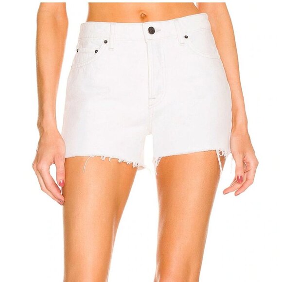 Grlfrnd Helena High Rise Cut Off Short White Size 26 - Picture 1 of 8